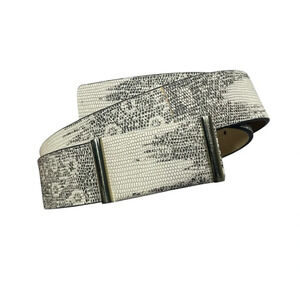 Ann Taylor Snake Skin Genuine Leather Gold Trim Belt